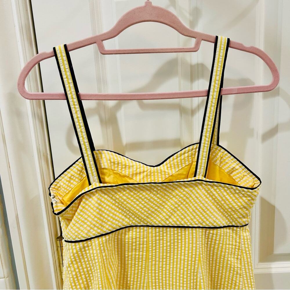 Anthropologie Lemon Parfait Bow Yellow Striped Summer Dress Cotton Viola Sz 8 - Picture 8 of 10